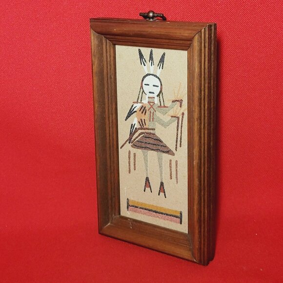 Vintage Navajo Indian Sand Painting Wall Hanging Decor - Picture 6 of 11
